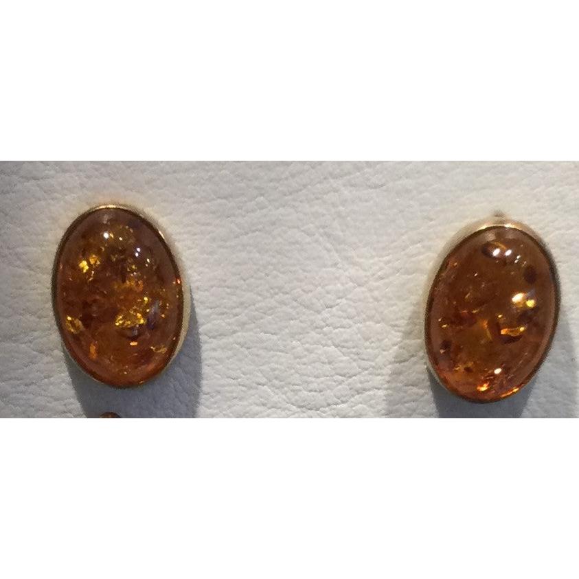 9ct gold  Oval Amber Std
