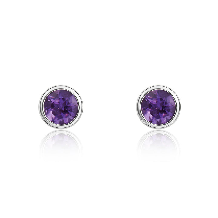 9ct white gold round amethyst set stud earrings