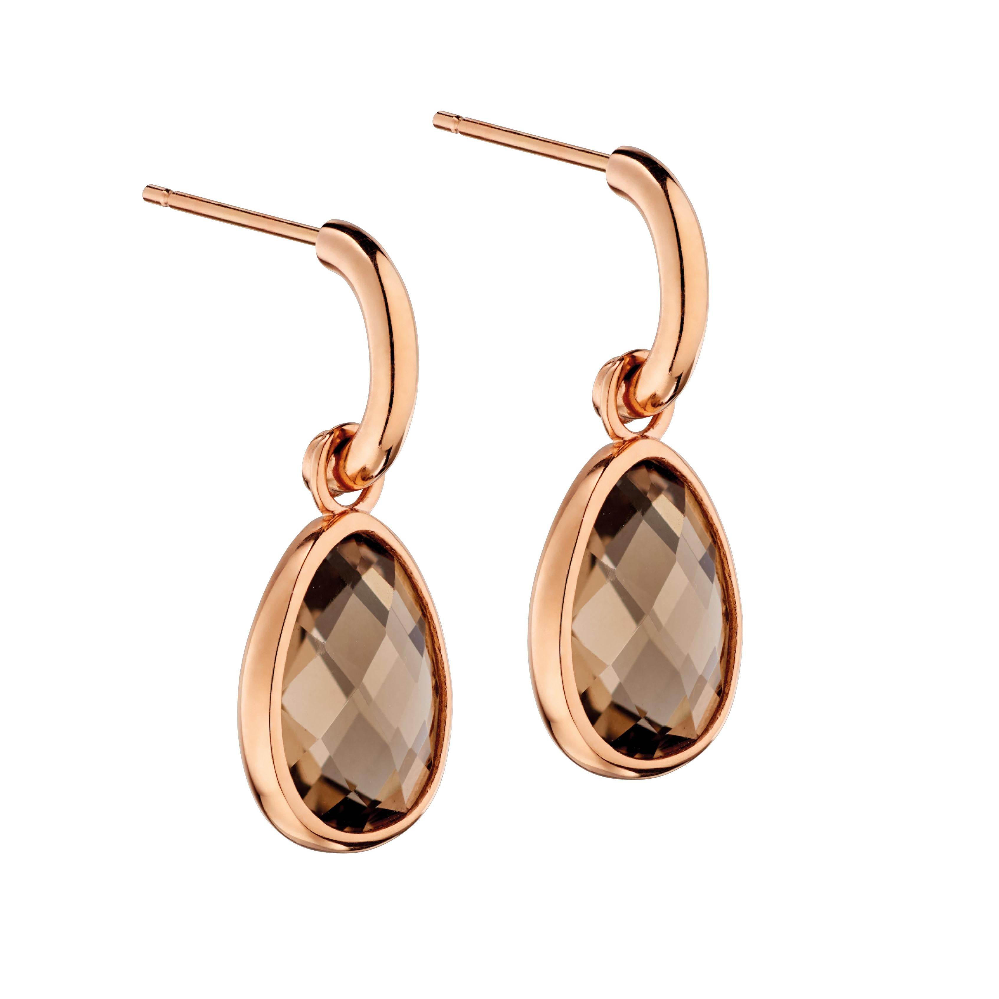 9ct Rose Gold Smky Qtz-Faceted-Drp