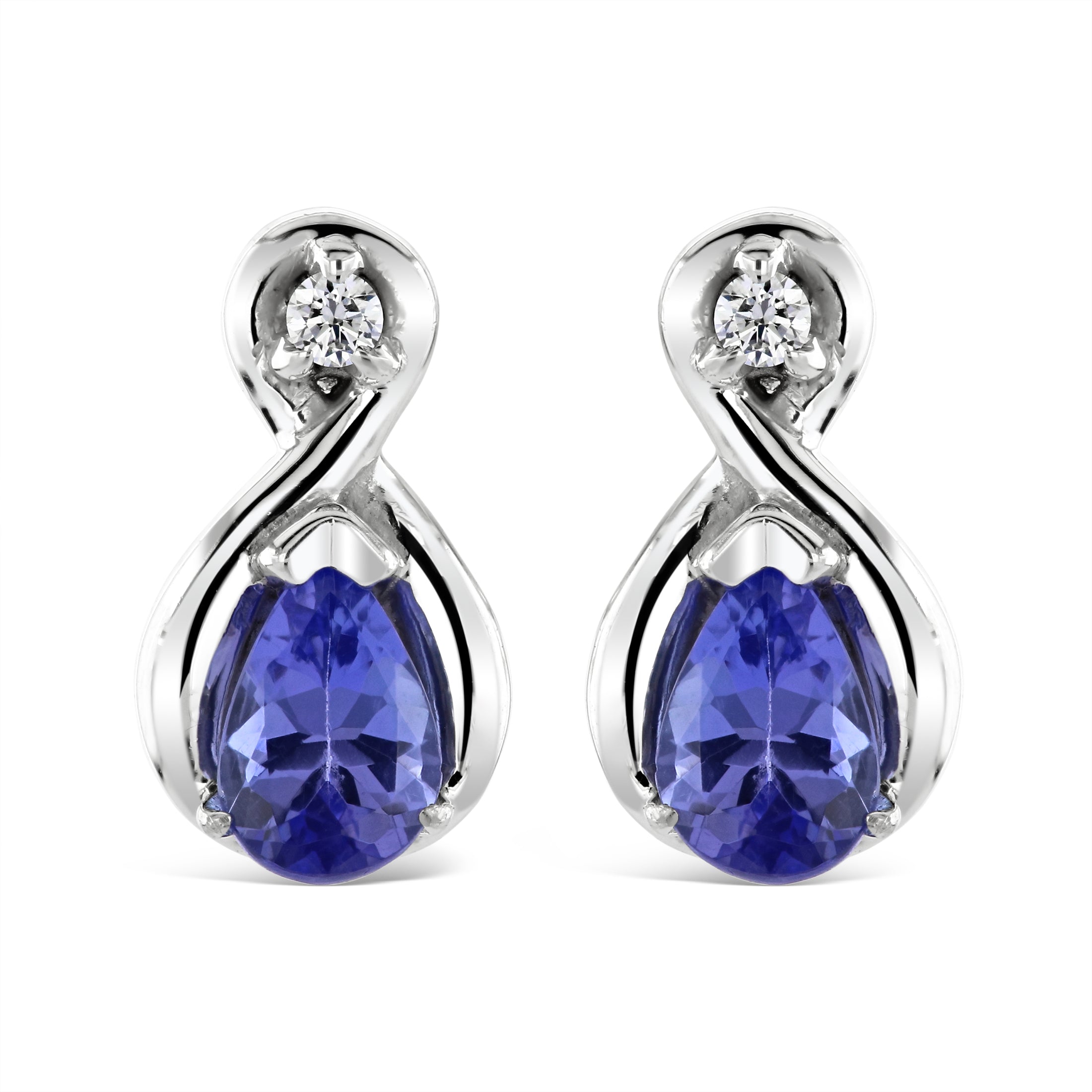 18ct White Gold Pear Tanz/1dia Clw