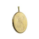 9ct Yellow Half Engraved 43mm Oval Locket