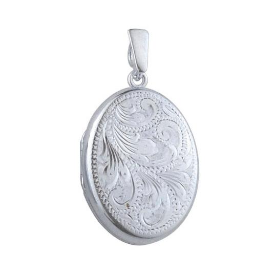 9ct White Gold Full Eng Locket