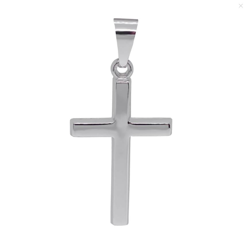 9ct White Gold 19mm Plain Cross