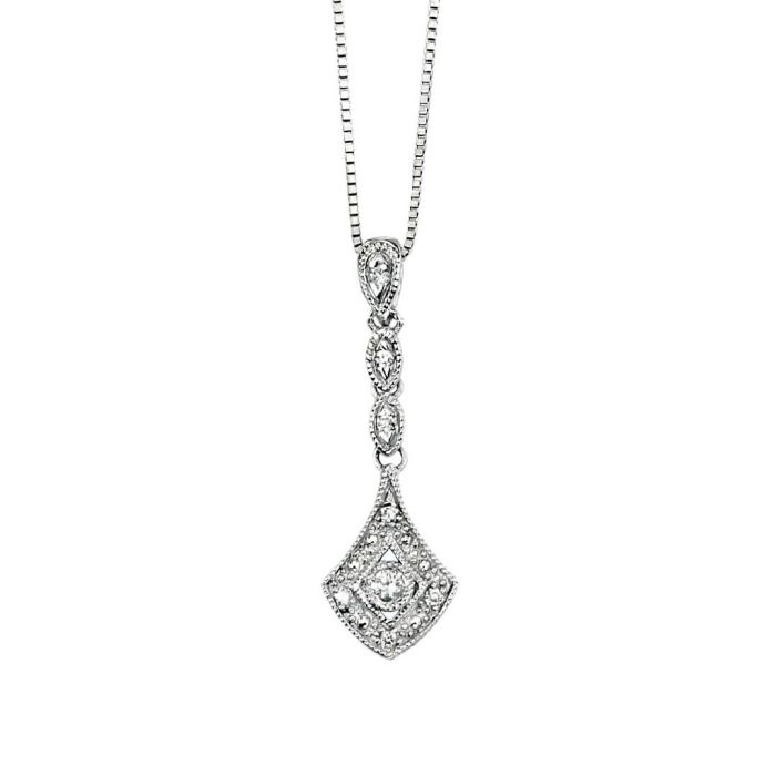 Vintage Drop Pendant with Diamond in 9ct Gold