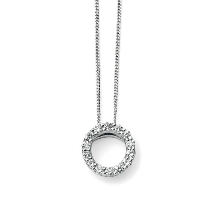 9ct White Gold Dia-Opn Circ Pve-N.Ch