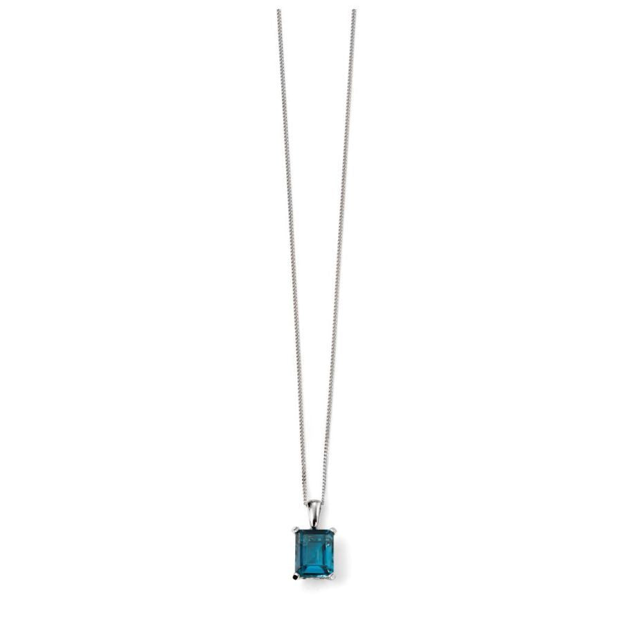 9ct White Gold Blue Topaz Pendant (Pendant only, chains available)