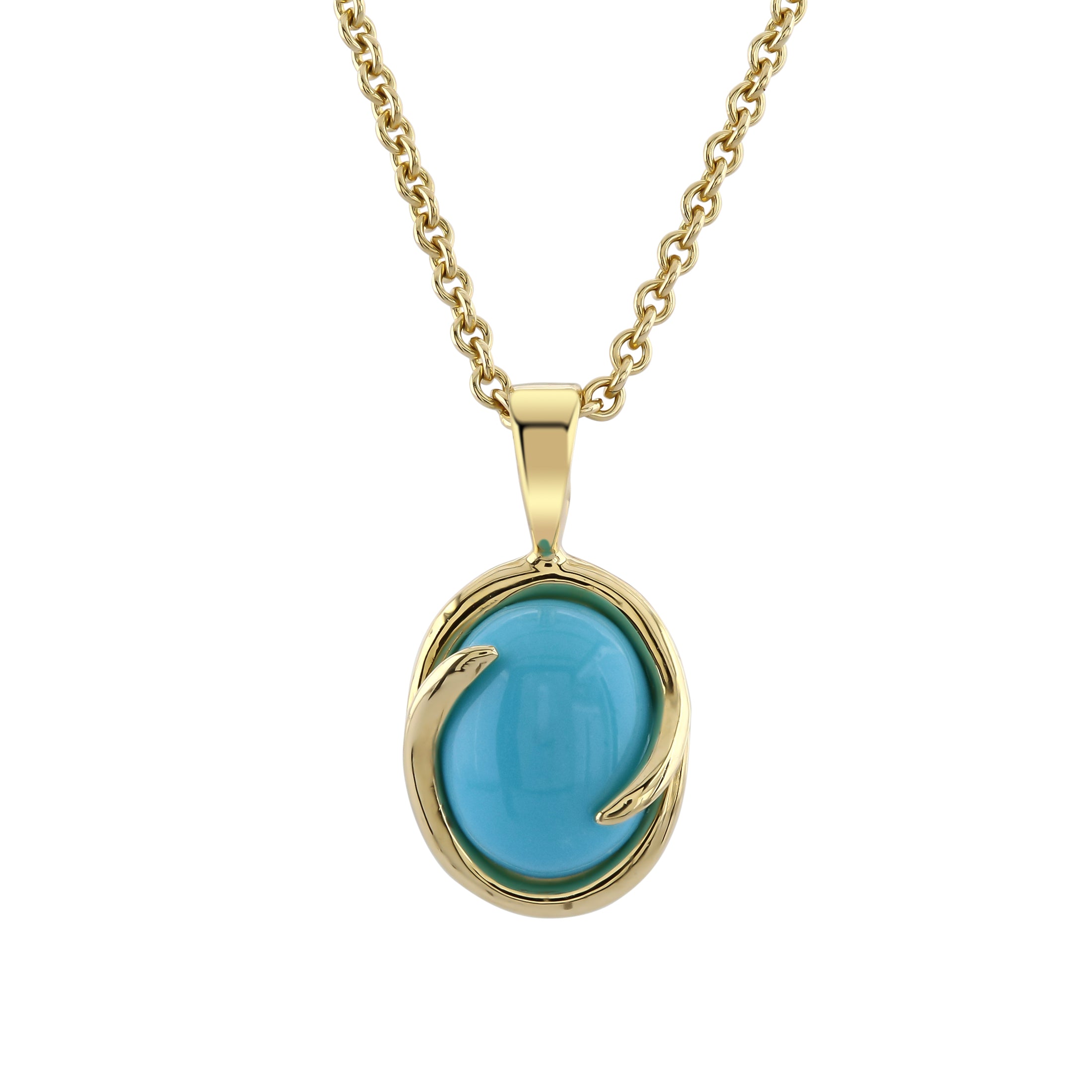 9ct Yellow Gold Oval Turquoise Pendant