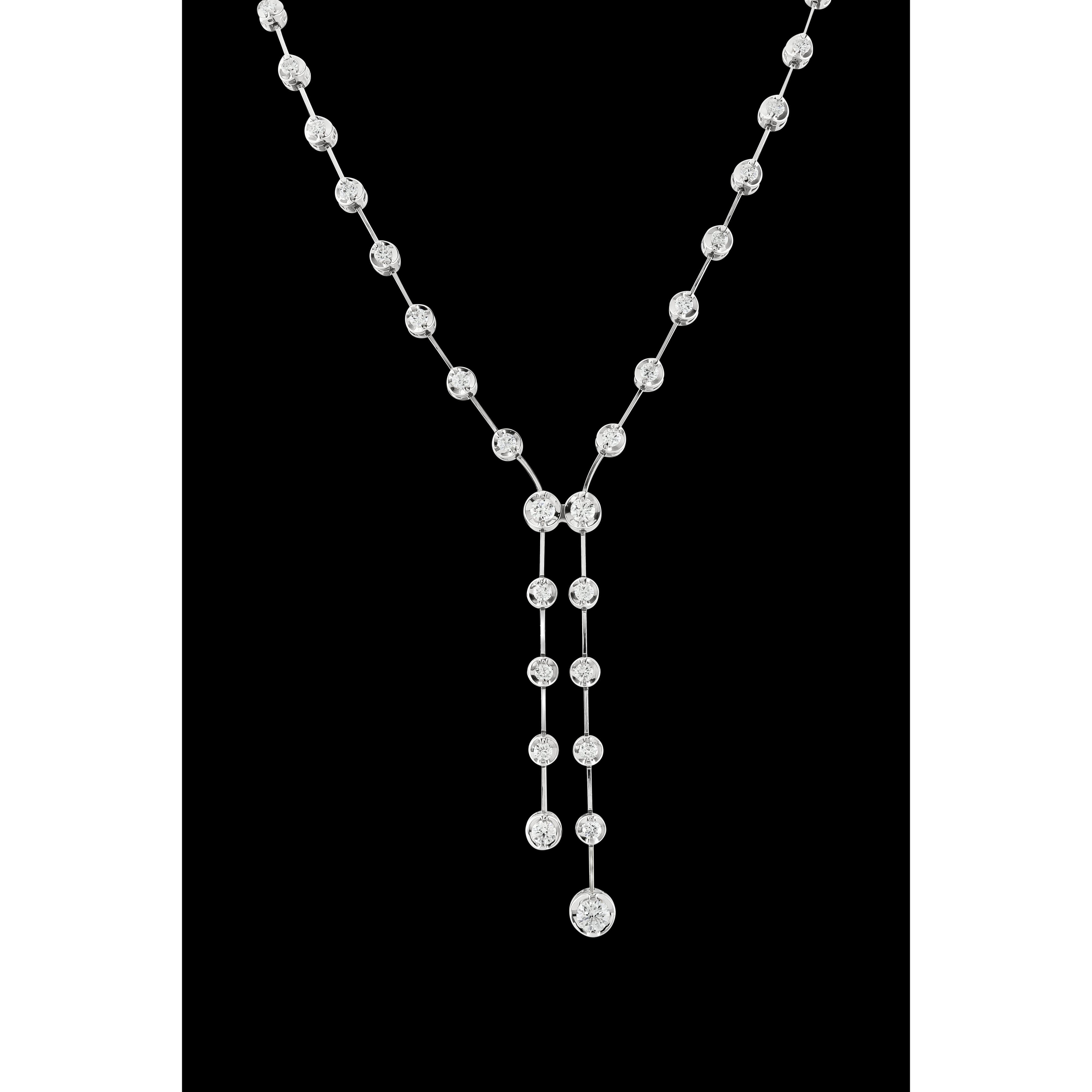 18ct White Gold Round Brilliant Cut Diamond Set Drop Collar