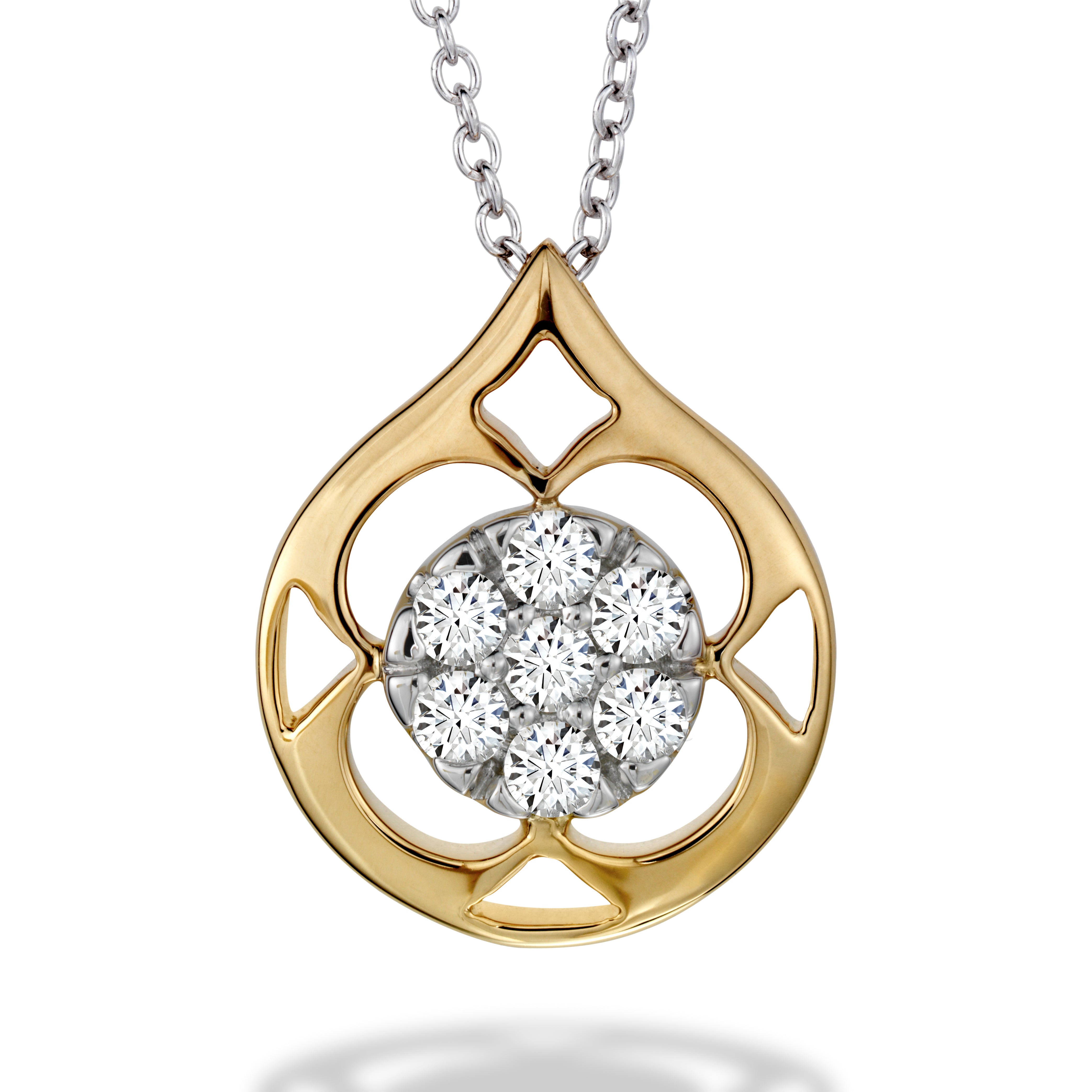 18ct Yellow Gold & Platinum Round Brilliant Cut Diamond Set Copley Pendant