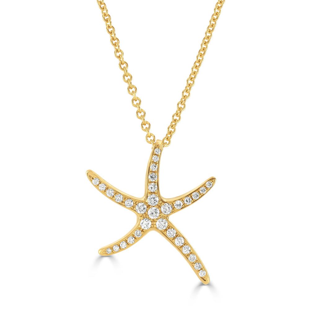 18ct Yellow Gold Diamond Set Starfish Pendant