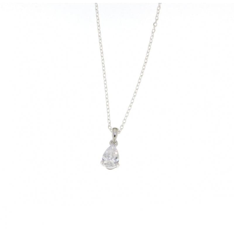 Silver 9x6 Pear Cz Claw Pnd