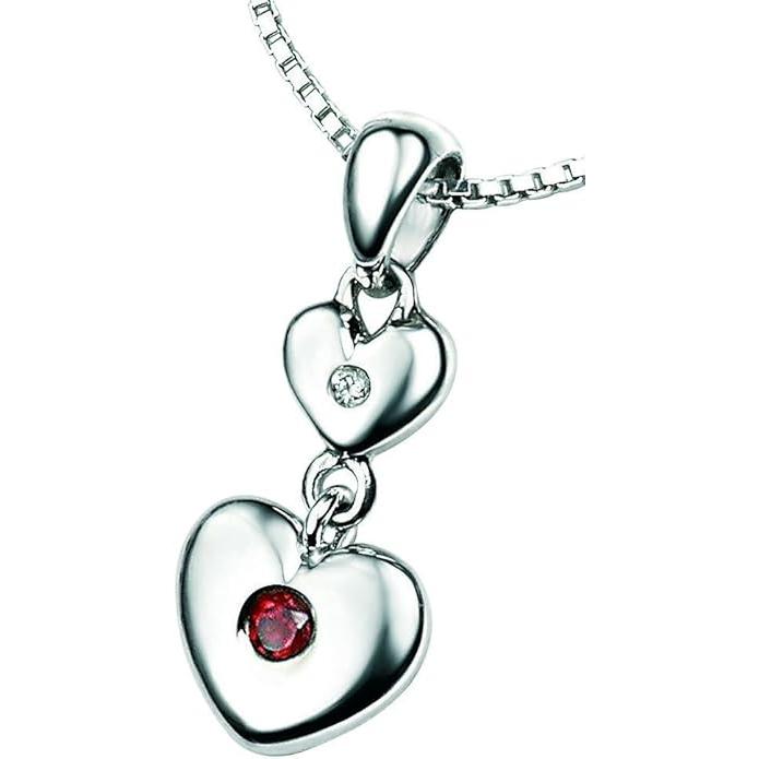 Silver Garnet birthstone heart pendant