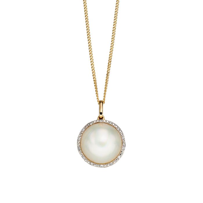 9cty wht mabe Pearl & rbc Dia halo pndt, no chn