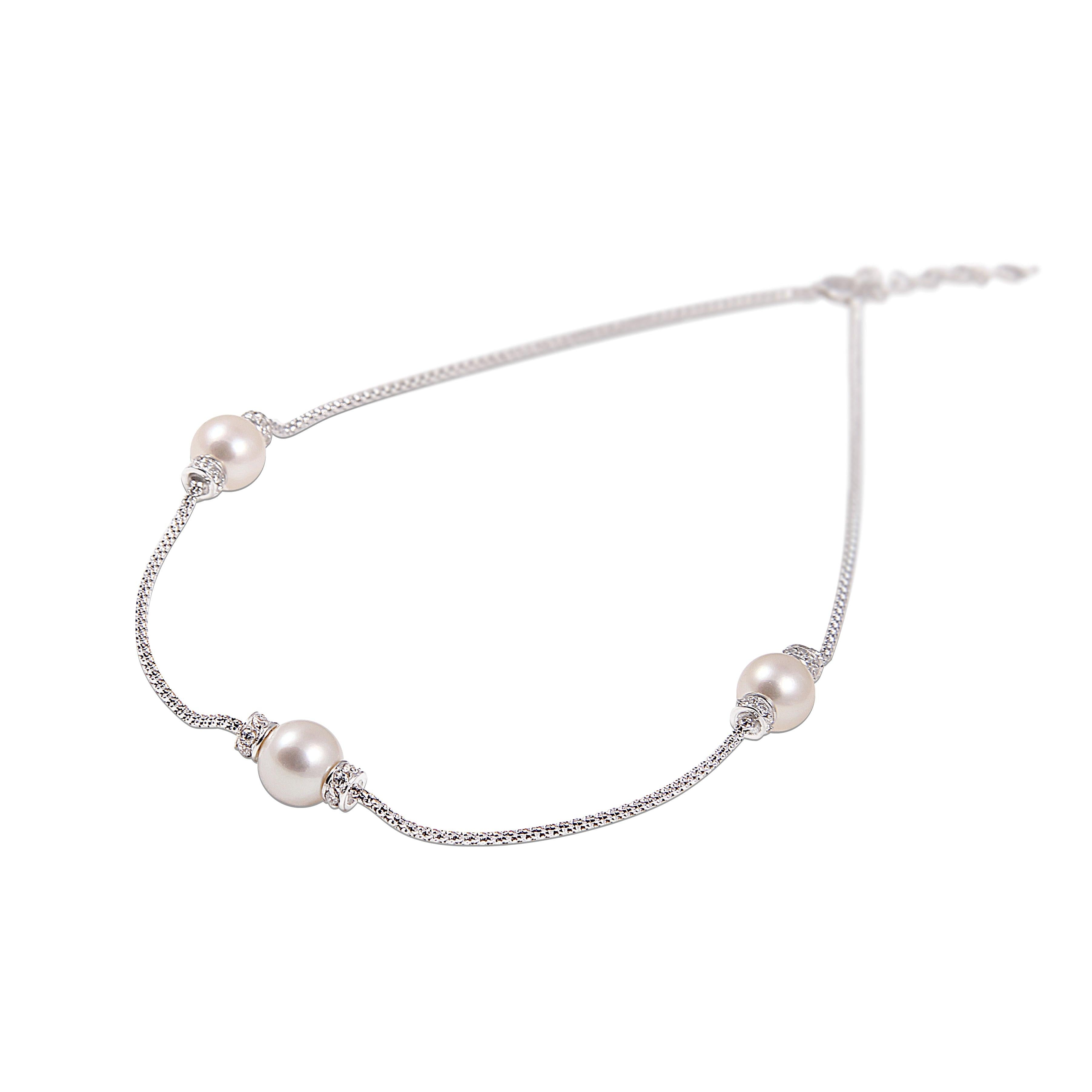 9.0-9.5mm Cultered Freshwater Pearl & Chain Necklace