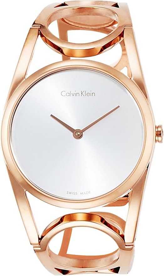 Ladies Round Rose Gold PVD Silver Dial Bracelet Quartz Watch