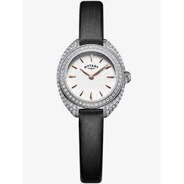 Ladies Petite Crystal Set Case Black Strap Quartz Watch