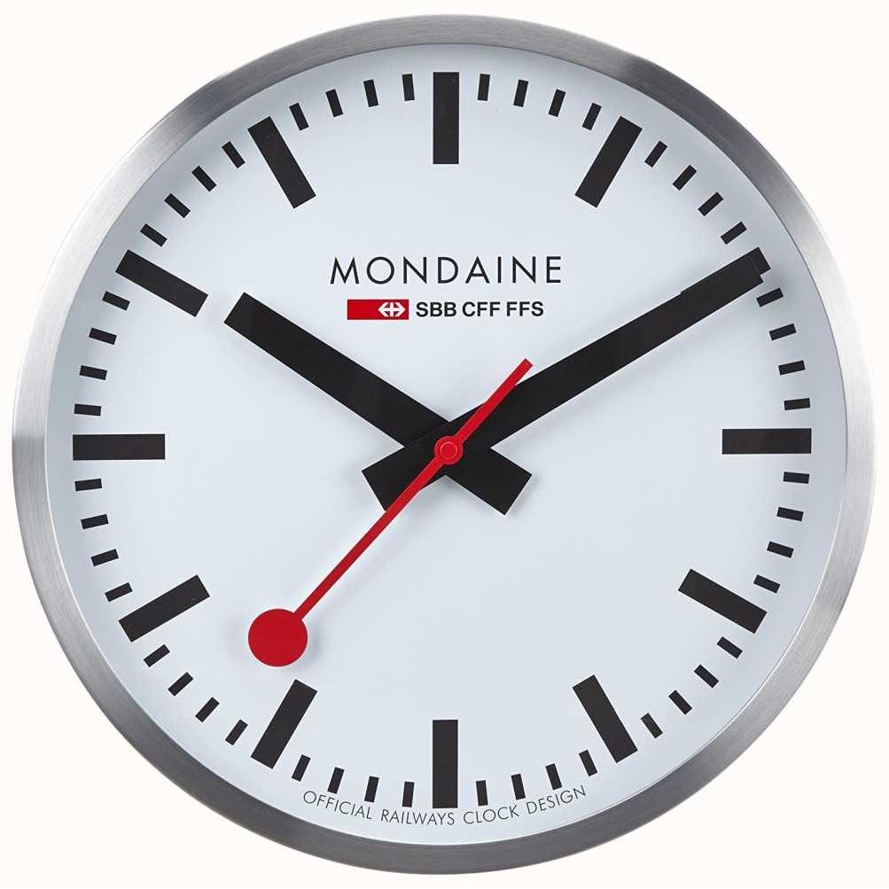 Mondaine Clock White Dial Aluminium Frame