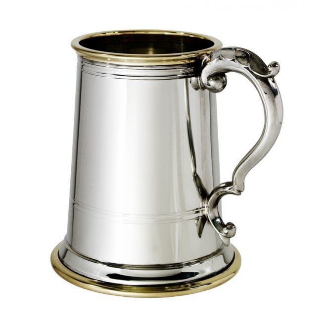 Pewter & Brass Wortley 1-Pint Tankard with Glass Base