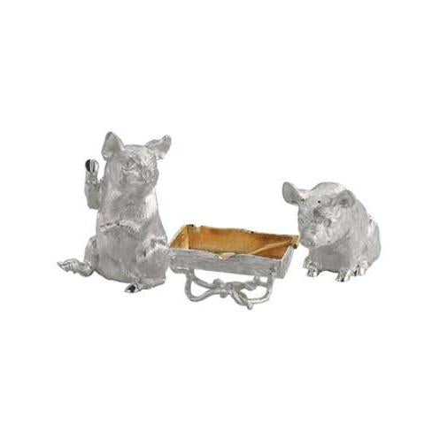 Silver Pig & Trough Condiment Set
