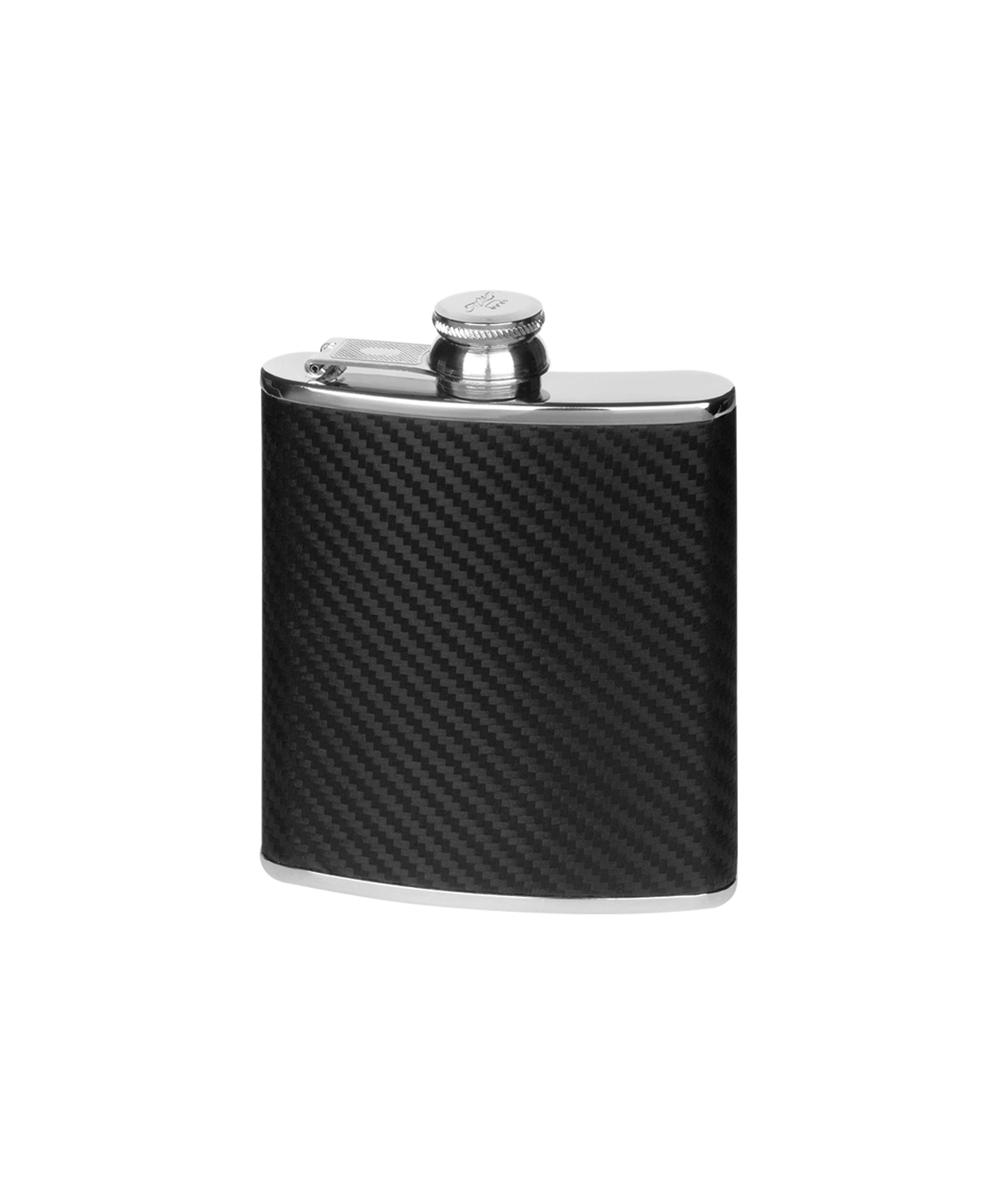 Stainless Steel 6oz Black Carbon Effect Hip Flask