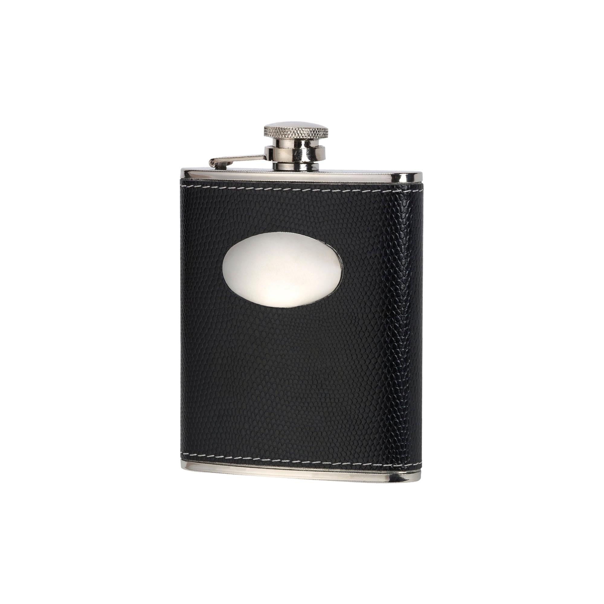 6oz Black Leather Hip Flask