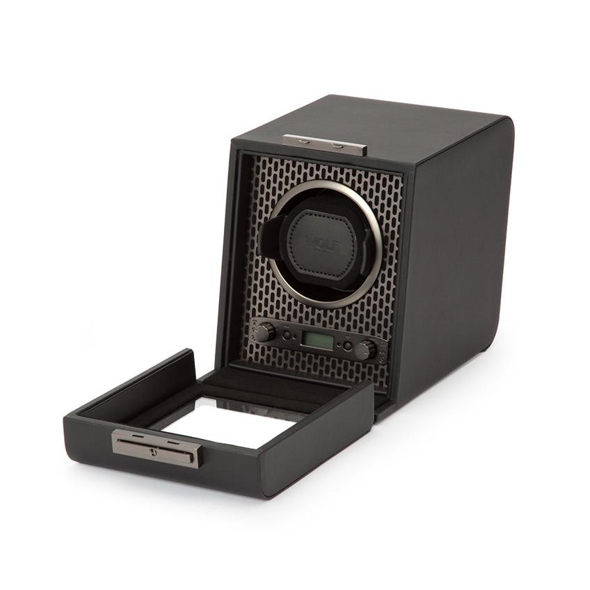 Axis Black & Copper Single Winder with Cover & StorageAxis Black Single Watch Winder with Cover