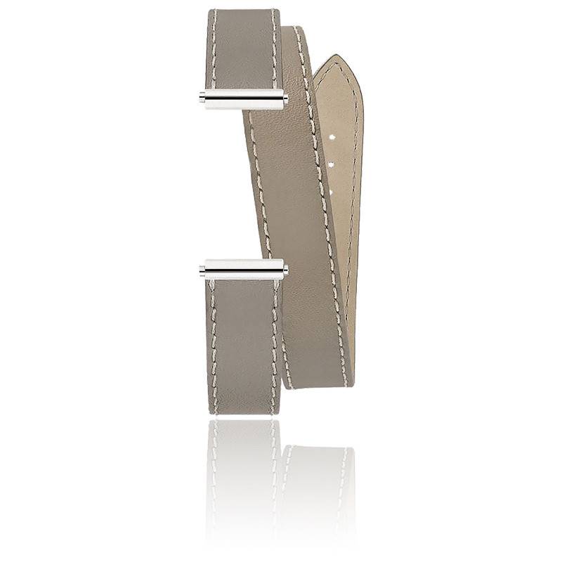 Antarès Interchangeable Watch Strap – Grey Leather / Stainless Steel - Wrap Around