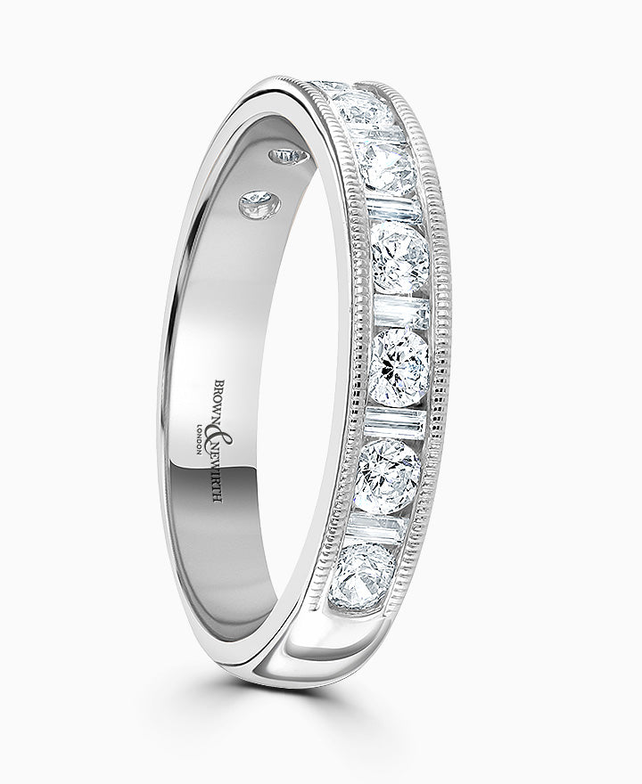 Platinum 950 ring set with 0.8ct diamonds (3.60mm width)