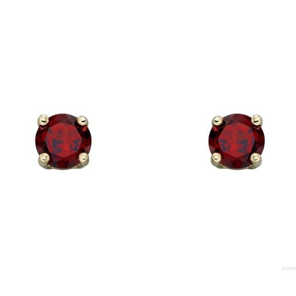 9ct Yellow Gold Red Garnet Stud Earrings