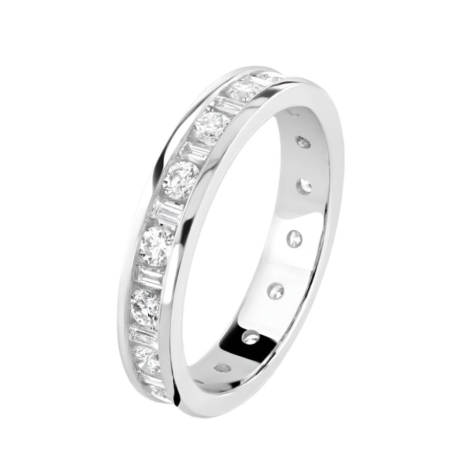 Brown & Newirth-1.00ct Round Brilliant Cut & Baguette Cut Diamond 18ct White Gold Full Eternity Ring-Dipples Jewellers