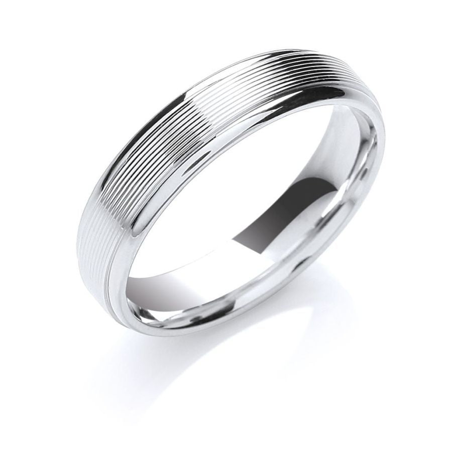 Brown & Newirth-Platinum 3mm Grooved Centre Flat Court Wedding Band, size M-Dipples Jewellers