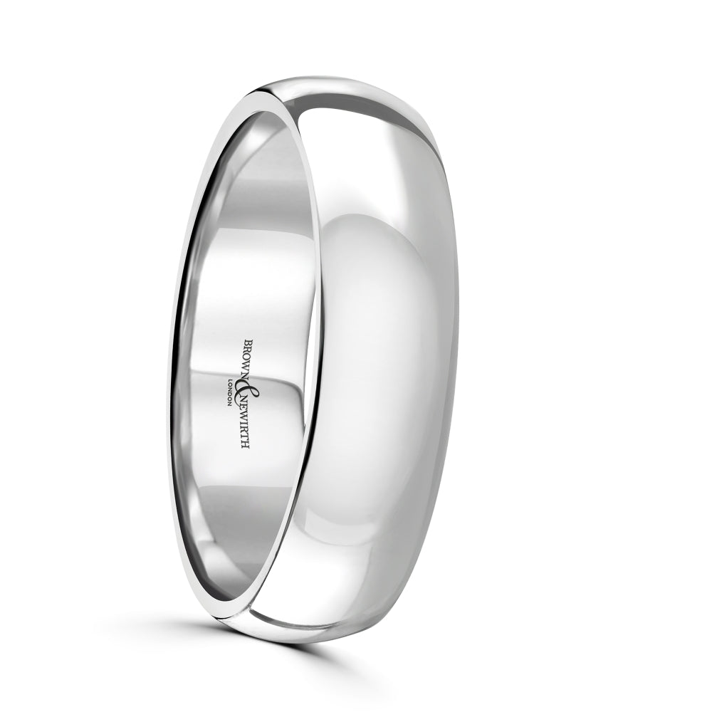 Brown & Newirth-Platinum 6mm Medium Court Wedding Band-Dipples Jewellers