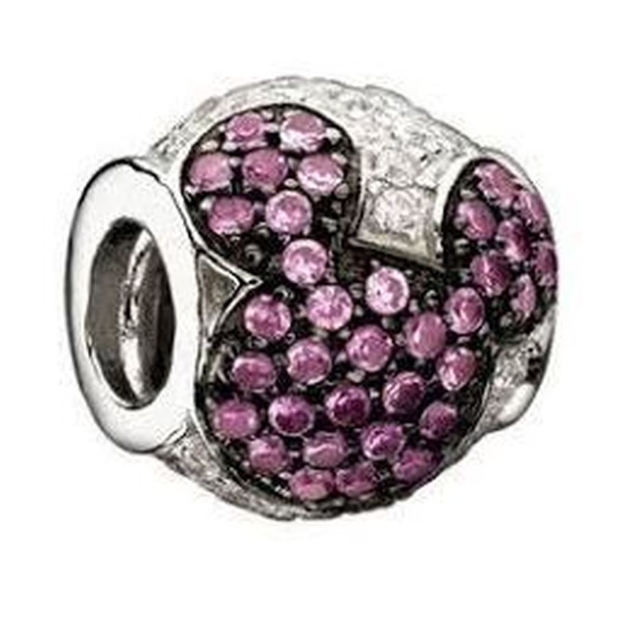 Chamilia-silver bead - jewelled Mickey - pink & clear crystal-Dipples Jewellers