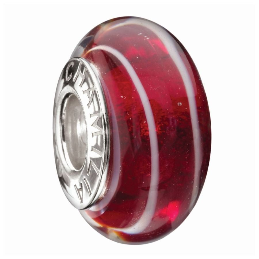 Chamilia-Silver Bead - Red Spiral-Dipples Jewellers