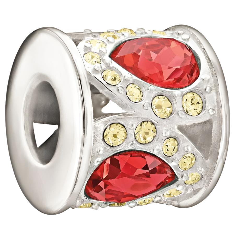 Chamilia-Silver Bead - Royal Petals - Red & Yellow Crystal-Dipples Jewellers