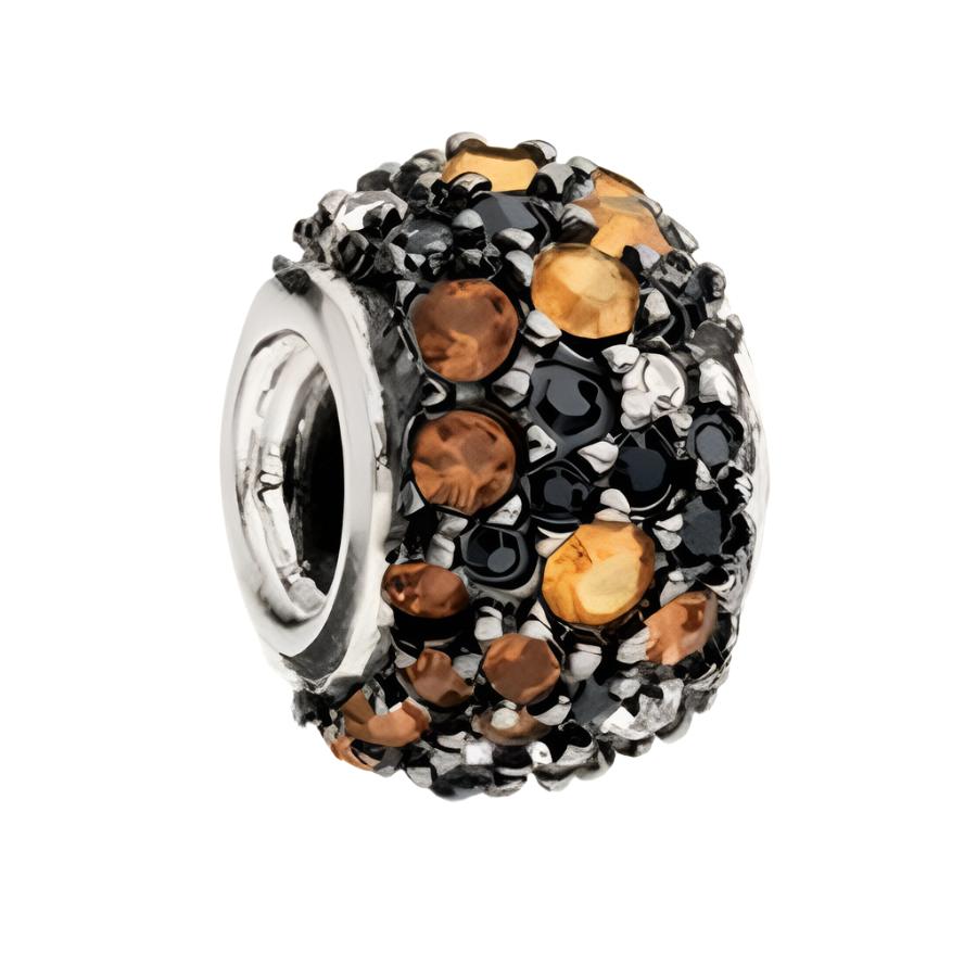 Chamilia-Silver Bead with Crystal - Orange & Black Jewelled Kaleidoscope-Dipples Jewellers