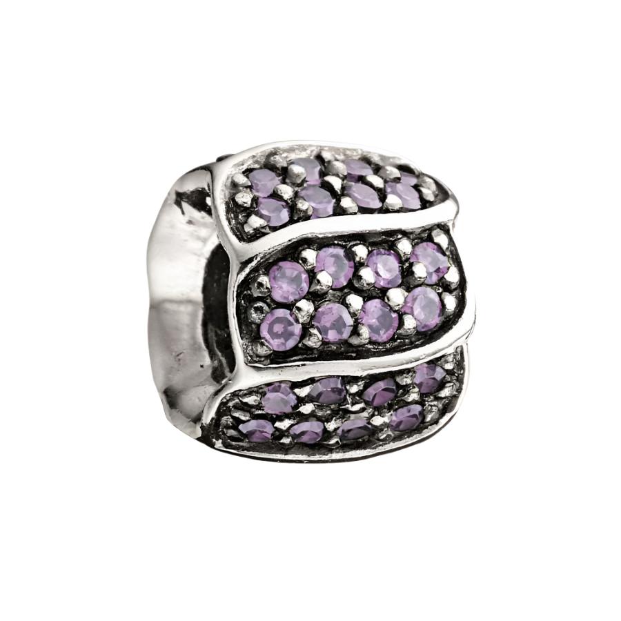 Chamilia-Silver Bead with Purple CZ - Jewelled Petals-Dipples Jewellers