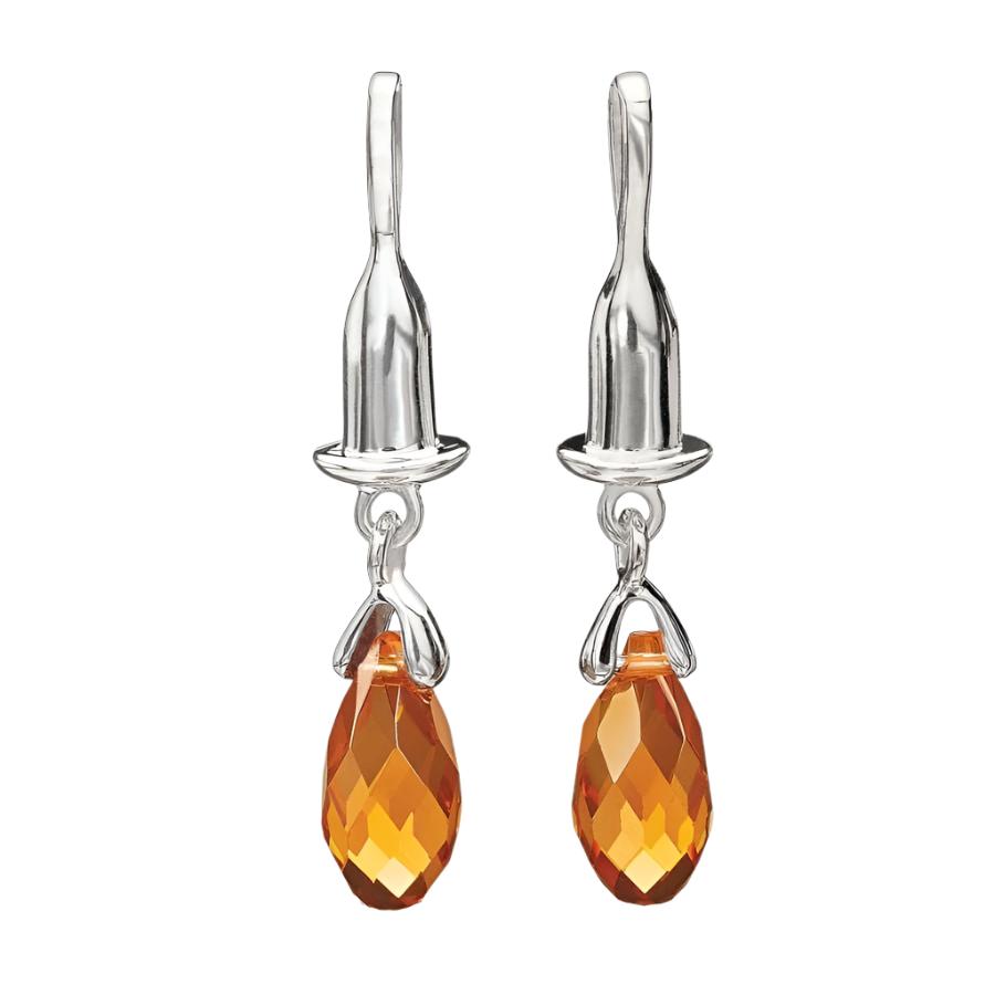 Chamilia-Silver Earring Bead Drop Charms - Orange Briolette-Dipples Jewellers