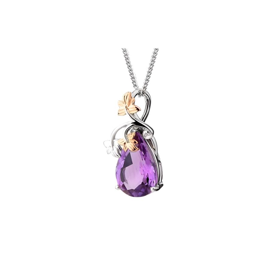 Clogau-18ct White & Rose Gold Great Vine Amethyst Pendant-Dipples Jewellers
