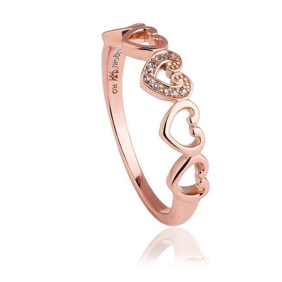 Clogau-9ct Rose Gold Affinity Heart Wht Top Ring-Dipples Jewellers