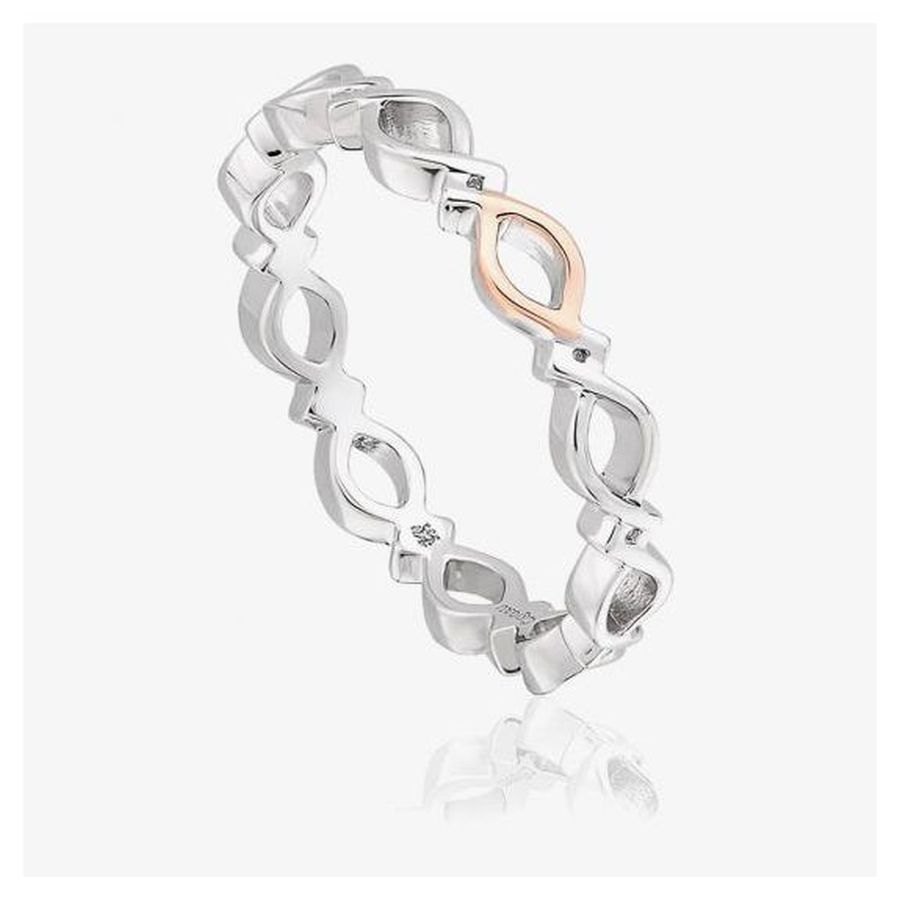 Clogau-Silver and 9ct Rose Gold Affinity Stacking Ring-Dipples Jewellers