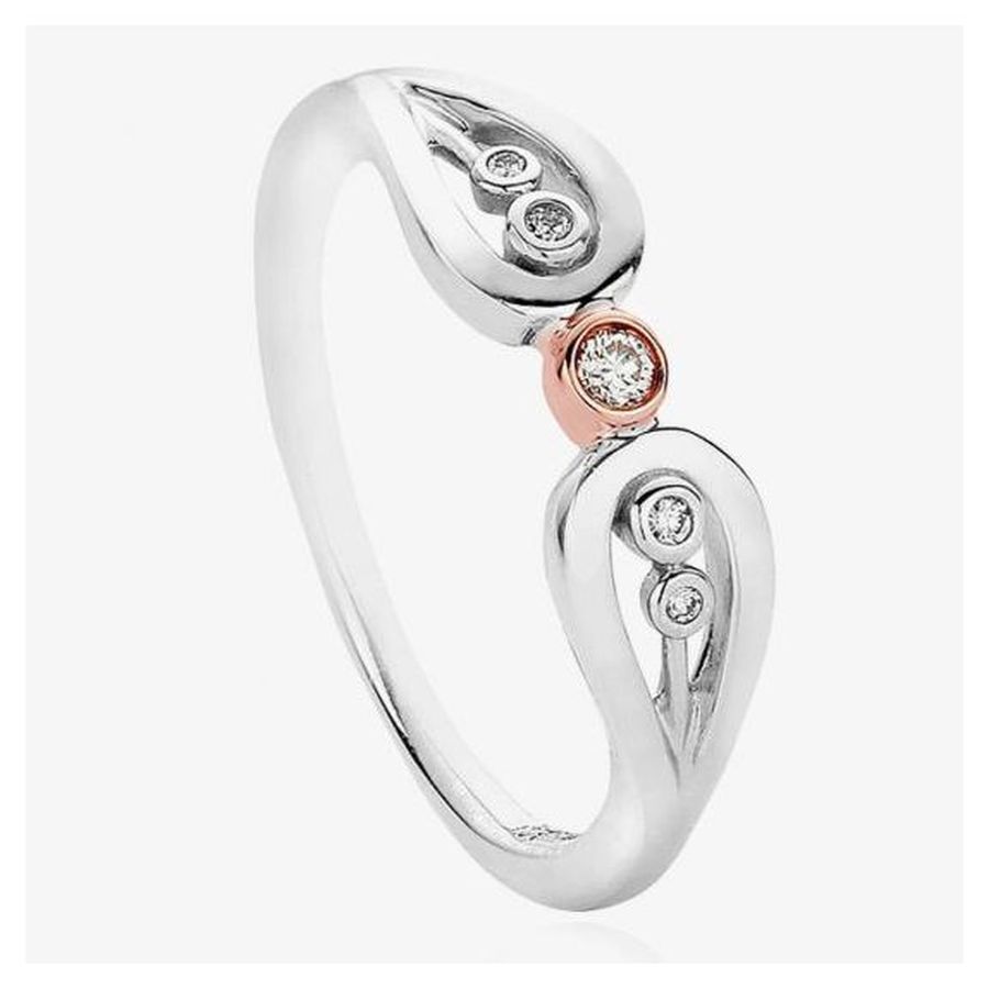 Clogau-Silver and 9ct Rose Gold Royal Crown Dia Ring-Dipples Jewellers