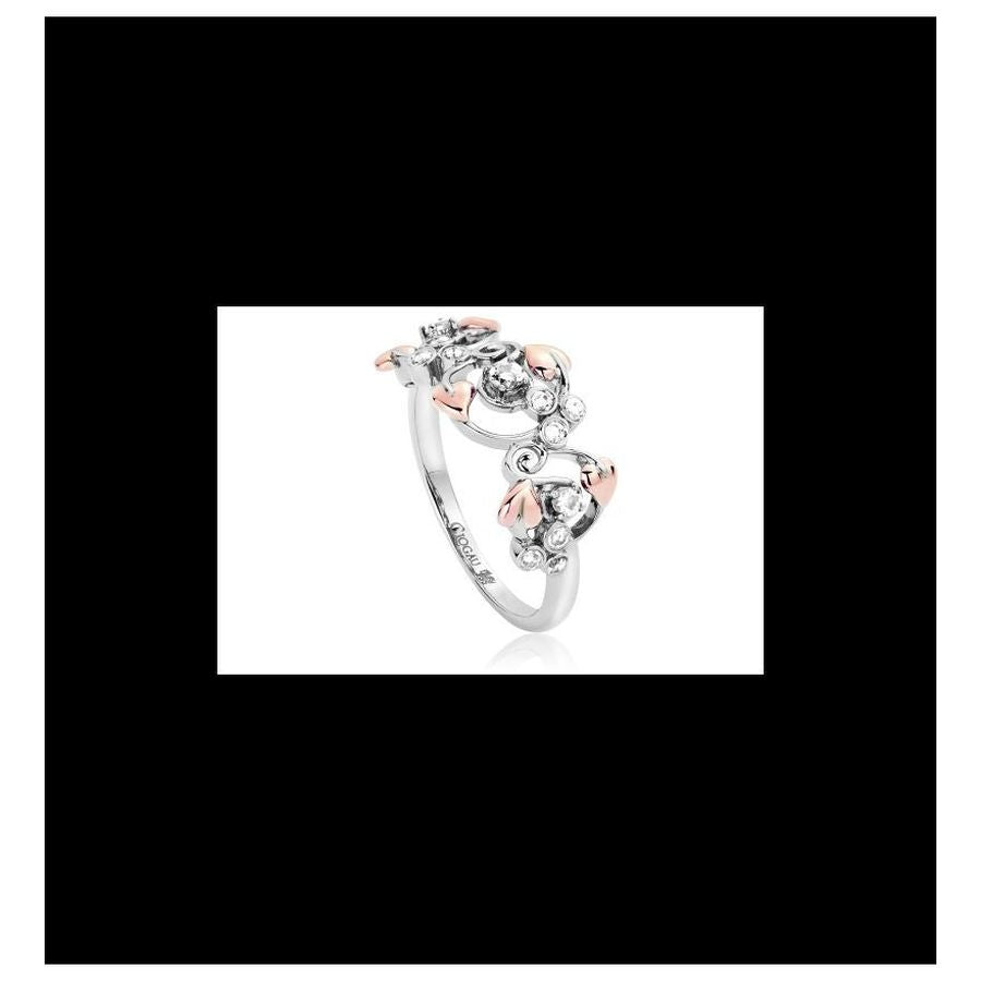 Clogau-Silver and 9ct Rose Gold Tree of Life Origin White Topaz Set Ring-Dipples Jewellers