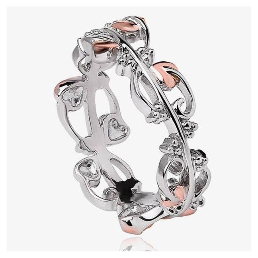 Clogau-Silver and 9ct Rose Gold Tree of Life Ring-Dipples Jewellers