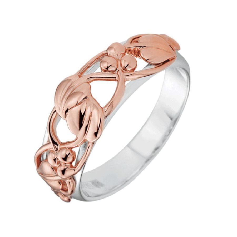 Clogau-Silver and 9ct Rose Gold Tree of Life Ring-Dipples Jewellers