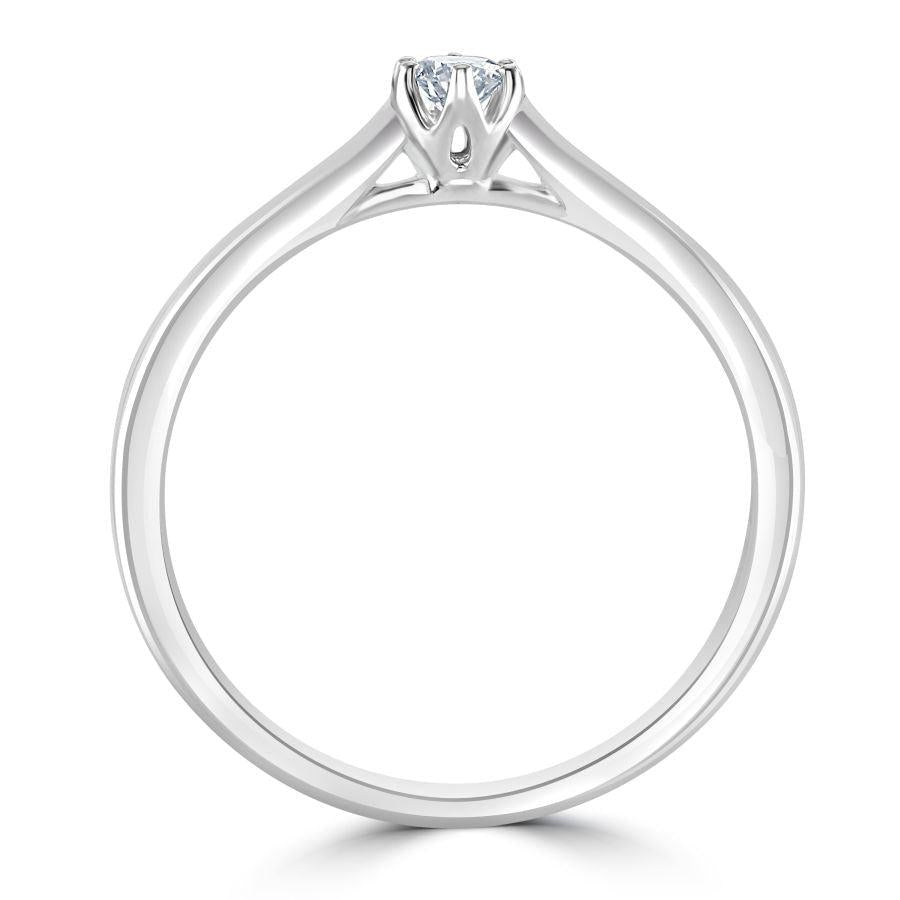 Dipples-0.10ct Round Brilliant Cut Diamond Solitaire 18ct White Gold Ring-Dipples Jewellers