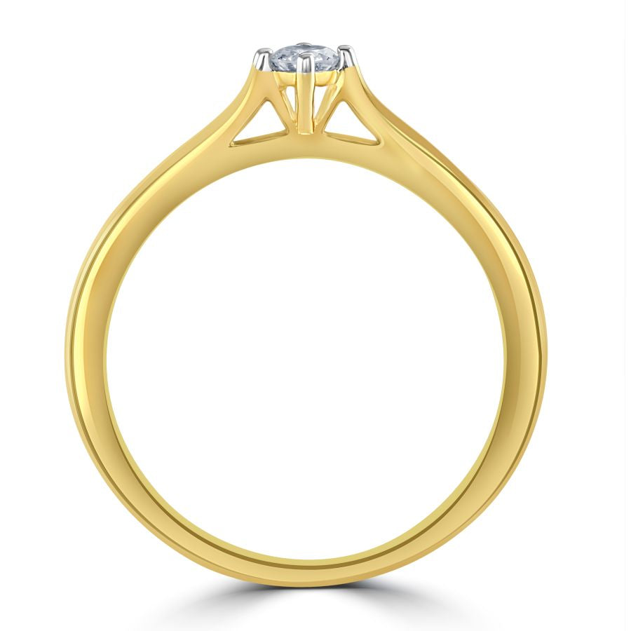 Dipples-0.10ct Round Brilliant Cut Diamond Solitaire 18ct Yellow Gold Ring-Dipples Jewellers