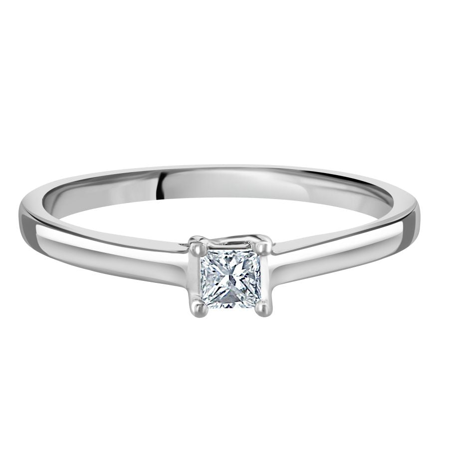 Dipples-0.15ct Princess Cut Diamond Solitaire 18ct White Gold Ring-Dipples Jewellers