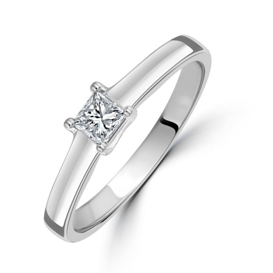 Dipples-0.25ct Princess Cut Diamond Solitaire 18ct White Gold Ring-Dipples Jewellers