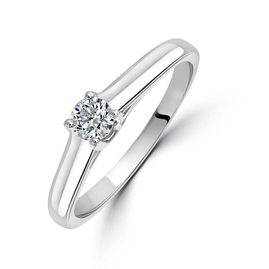 Dipples-0.25ct Round Brilliant Cut Diamond Solitaire 18ct White Gold Ring-Dipples Jewellers